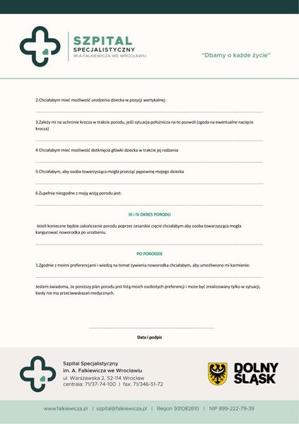 Informacje o porodzie